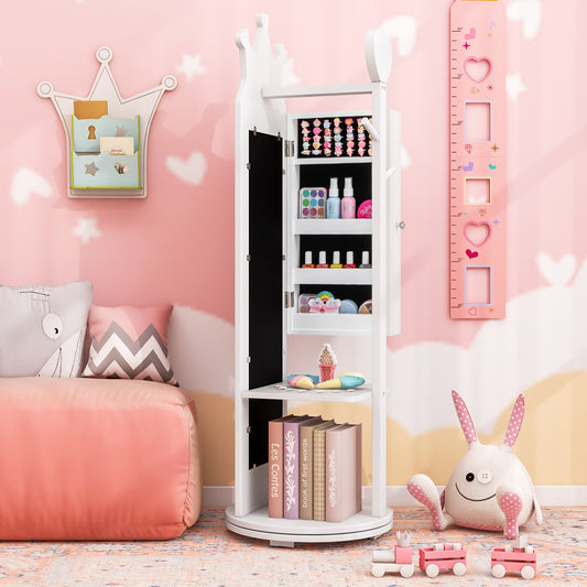 Kids Princess Vanity Table And Stool Set, With Mirror And Drawer, White Kids Vanities White at Gallery Canada