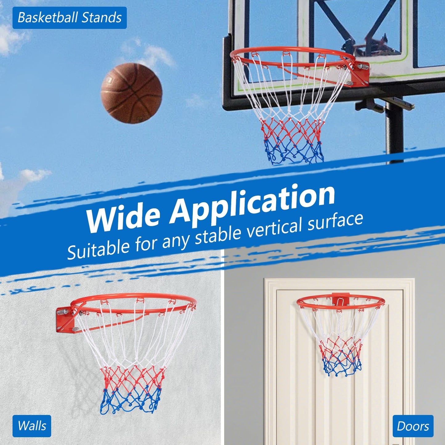 18 Inch Basketball Rim, All Weather Net, Orange Sport Equipments at Gallery Canada