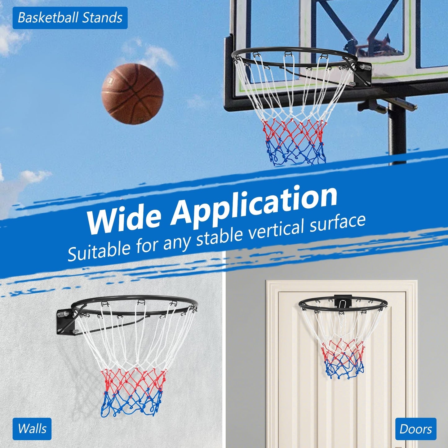 18 Inch Basketball Rim Replacement, All Weather Net, Black Sport Equipments at Gallery Canada