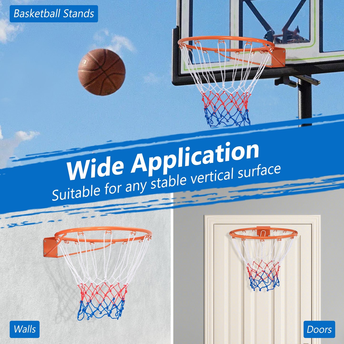 15 Inch Basketball Rim, All Weather Net, Orange Sport Equipments at Gallery Canada