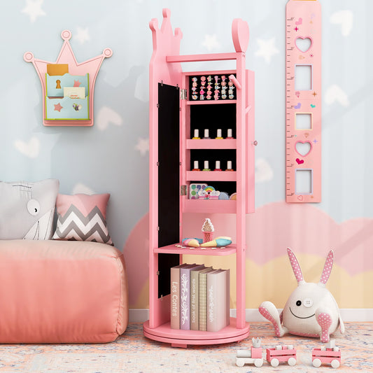Kids Room Furniture Set Princess Vanity Table and Stool Set with Mirror and Drawer, Pink Kids Vanities Pink at Gallery Canada
