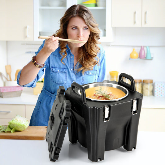 32 QT Portable Insulated Food Carrier, Stainless Steel Barrel, Black Food Warmers & Burners Black at Gallery Canada