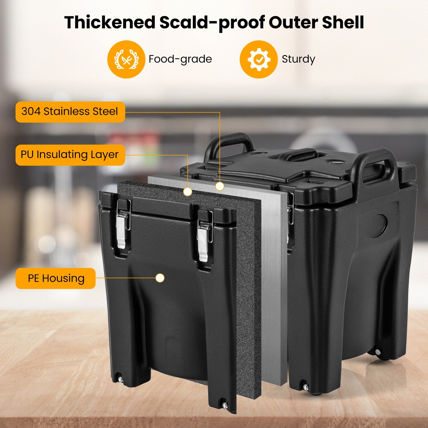 32 QT Portable Insulated Food Carrier, Stainless Steel Barrel, Black Food Warmers & Burners at Gallery Canada