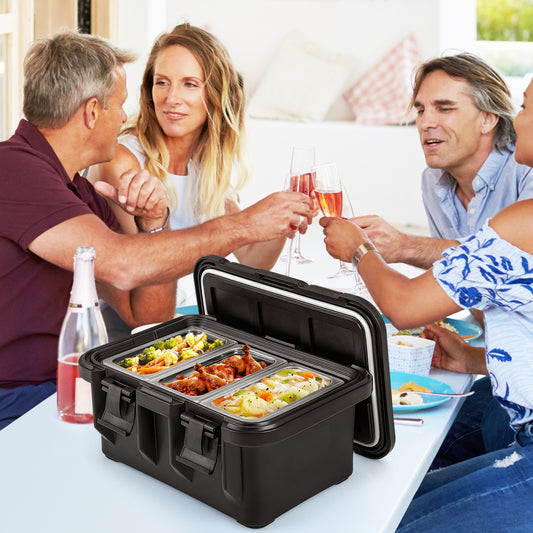 31 QT Insulated Food Pan Container, 3 Transparent Pans With Lids, Black Food Warmers & Burners Black at Gallery Canada