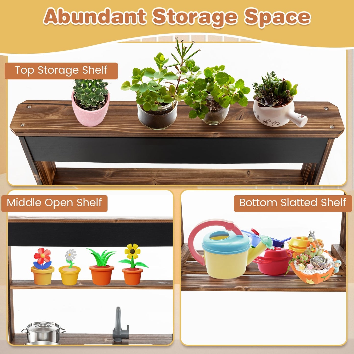 Outdoor Mud Kitchen For Kids, Rotatable Faucet, Removable Sink, Natural Play Kitchen Sets at Gallery Canada