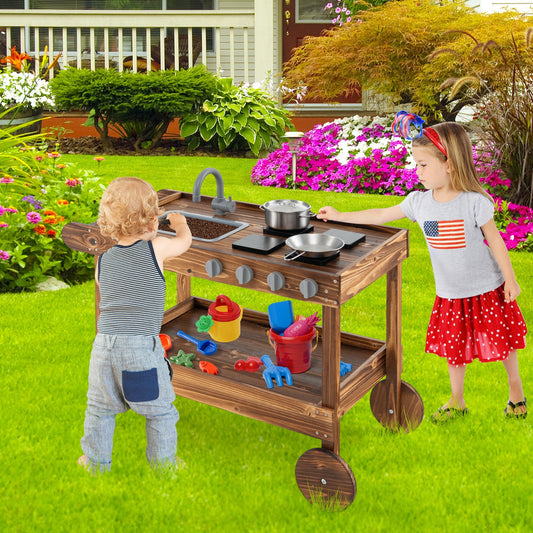 Outdoor Movable Mud Kitchen, Natural Play Kitchen Sets Natural at Gallery Canada