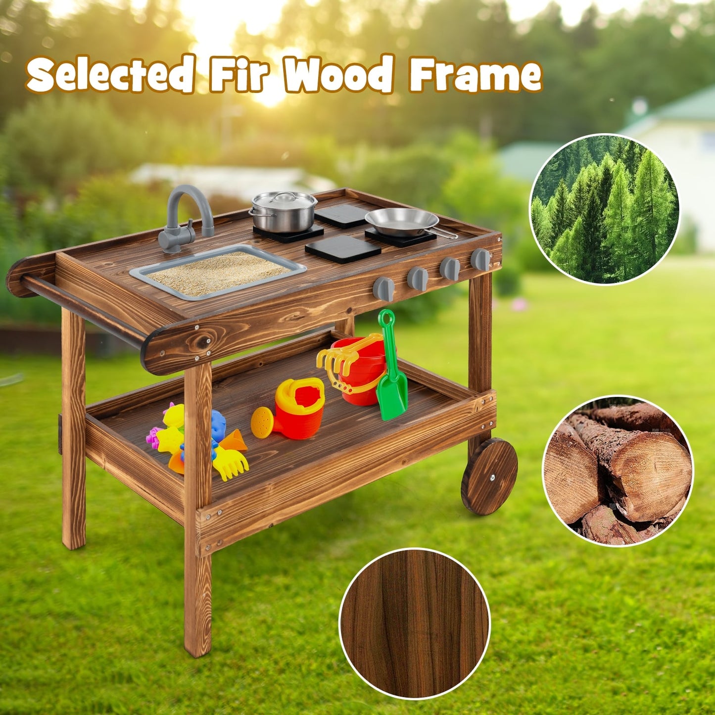 Outdoor Movable Mud Kitchen, Natural Play Kitchen Sets at Gallery Canada