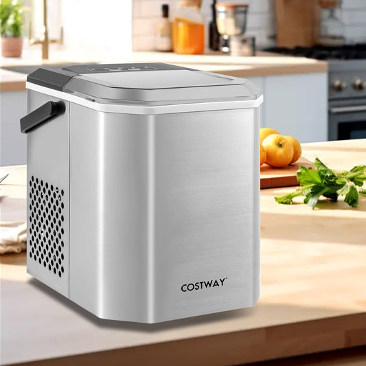 Ice Maker Countertop with Self-Cleaning for Home Kitchen Office Party, Silver Ice Makers Silver at Gallery Canada