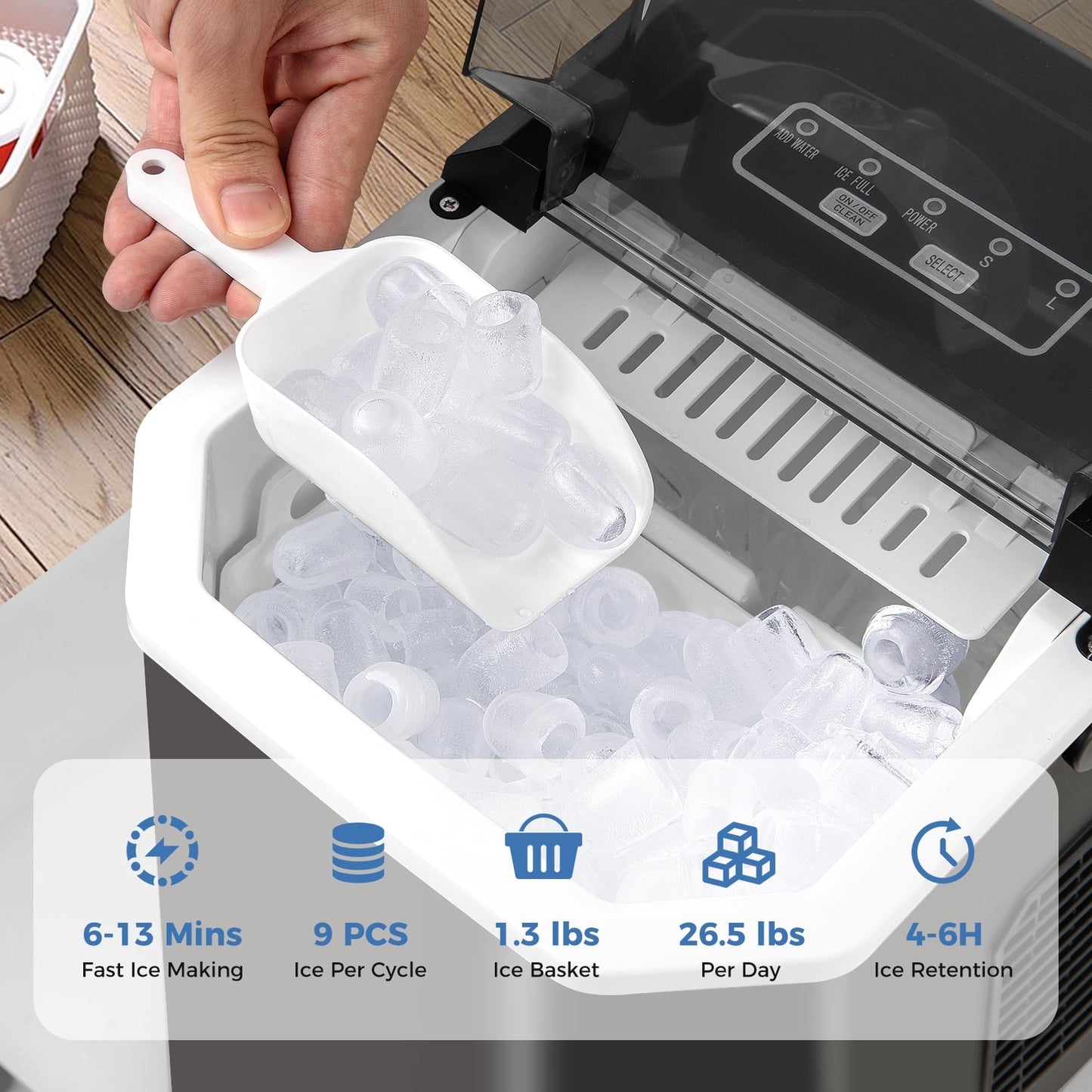 Countertop Ice Maker With Self-Cleaning, Black Ice Makers at Gallery Canada