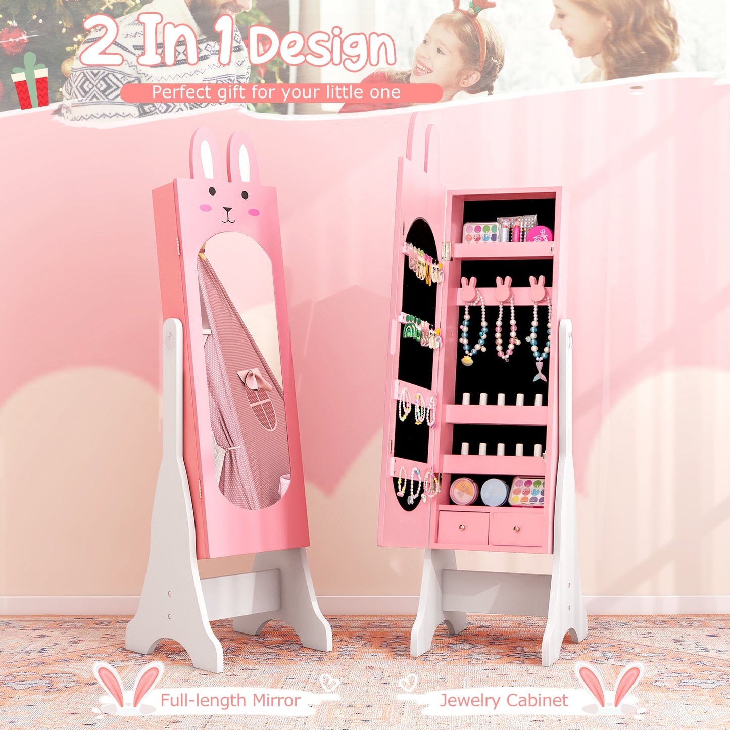 Kids Room Furniture Set, Princess Vanity Table And Chair, Pink