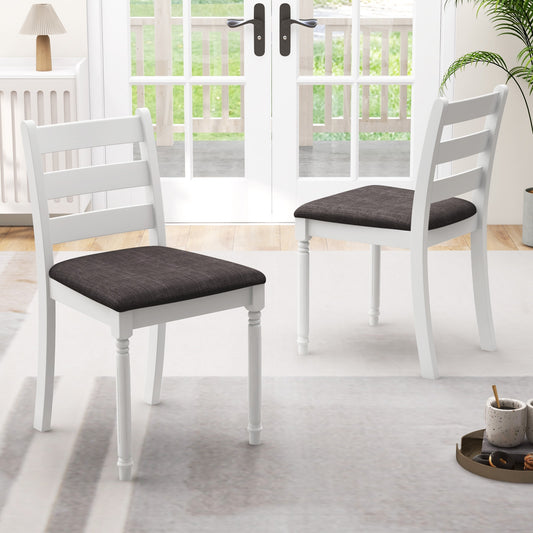 Rubber Wood Dining Chairs, Upholstered Seat, Set of 2, White Dining Chairs White at Gallery Canada