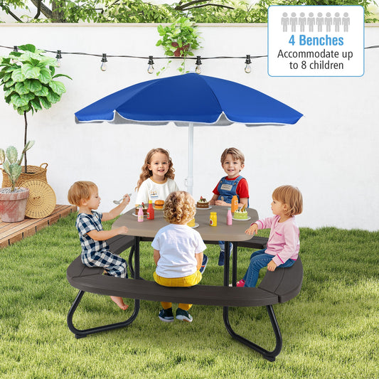 Toddler Outdoor Activity Table, Adjustable Umbrella, Brown