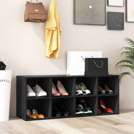 8 Cubbies Shoe Organizer, 500 LBS Weight Capacity, Black Shoe Racks & Storage Benches Black at Gallery Canada