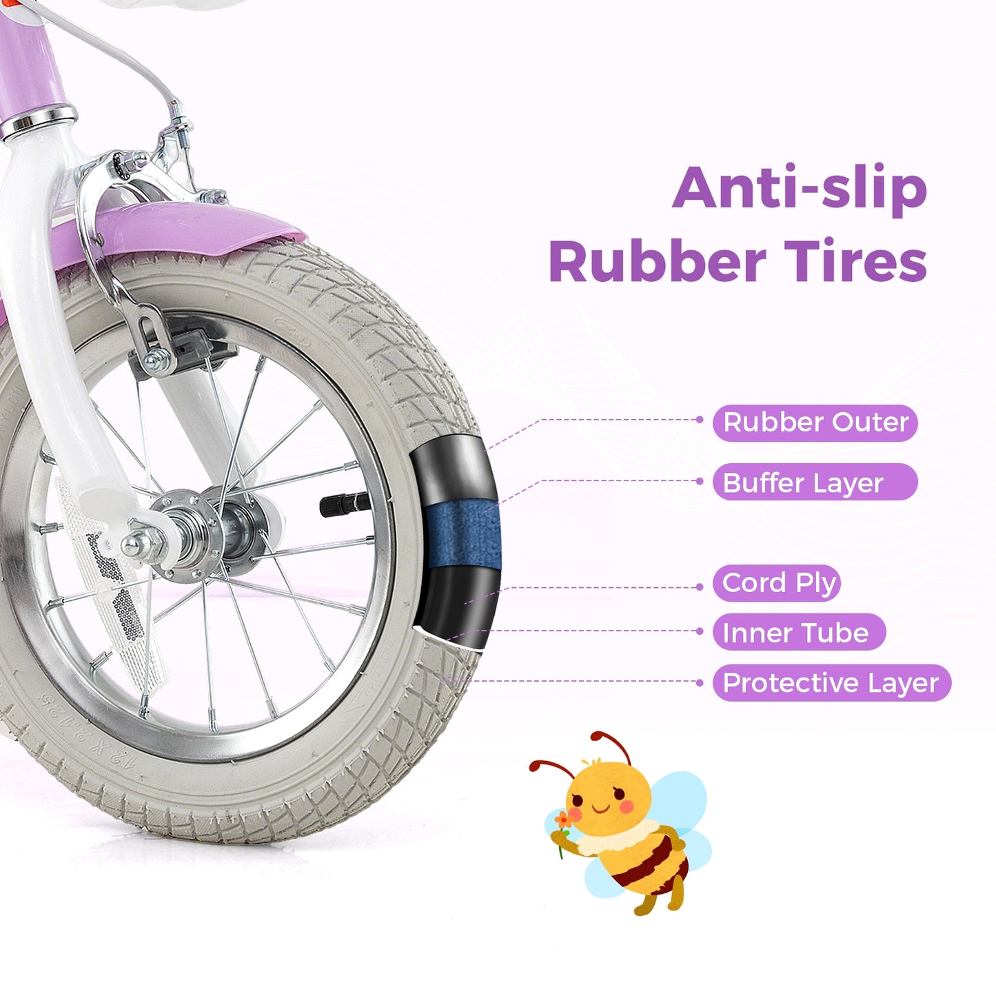 12 Inch Girls Bike Kids Bicycle with Doll Seat and Streamers for Children 3-4 Years Old, Purple Kids Bike at Gallery Canada