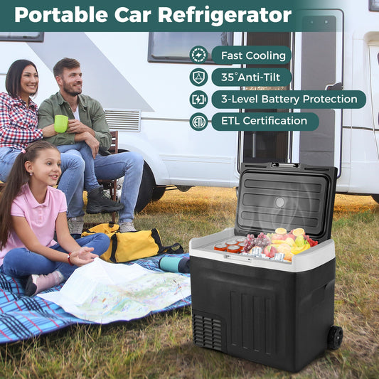 12V Car Refrigerator 42QT with Touch Panel and Removable Divider-L, Black Coolers Black at Gallery Canada