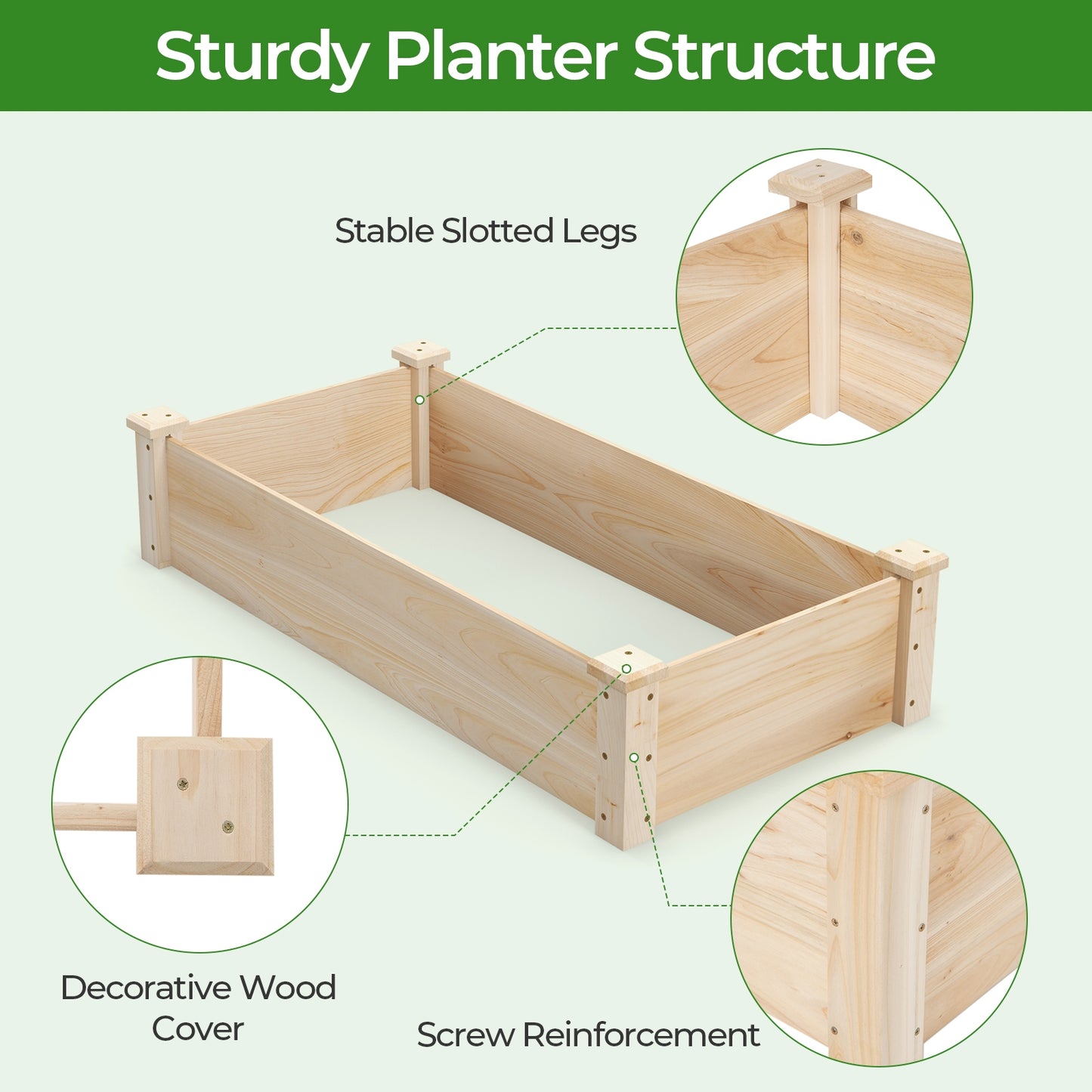 Raised Garden Bed Fir Wood Wooden Square Wood Planter Box for Garden, Natural Raised Garden Beds at Gallery Canada