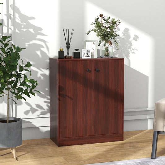 2-Door Modern Floor Storage Cabinet with 3-Tier Shelf, Brown Cabinets & Chests Brown at Gallery Canada