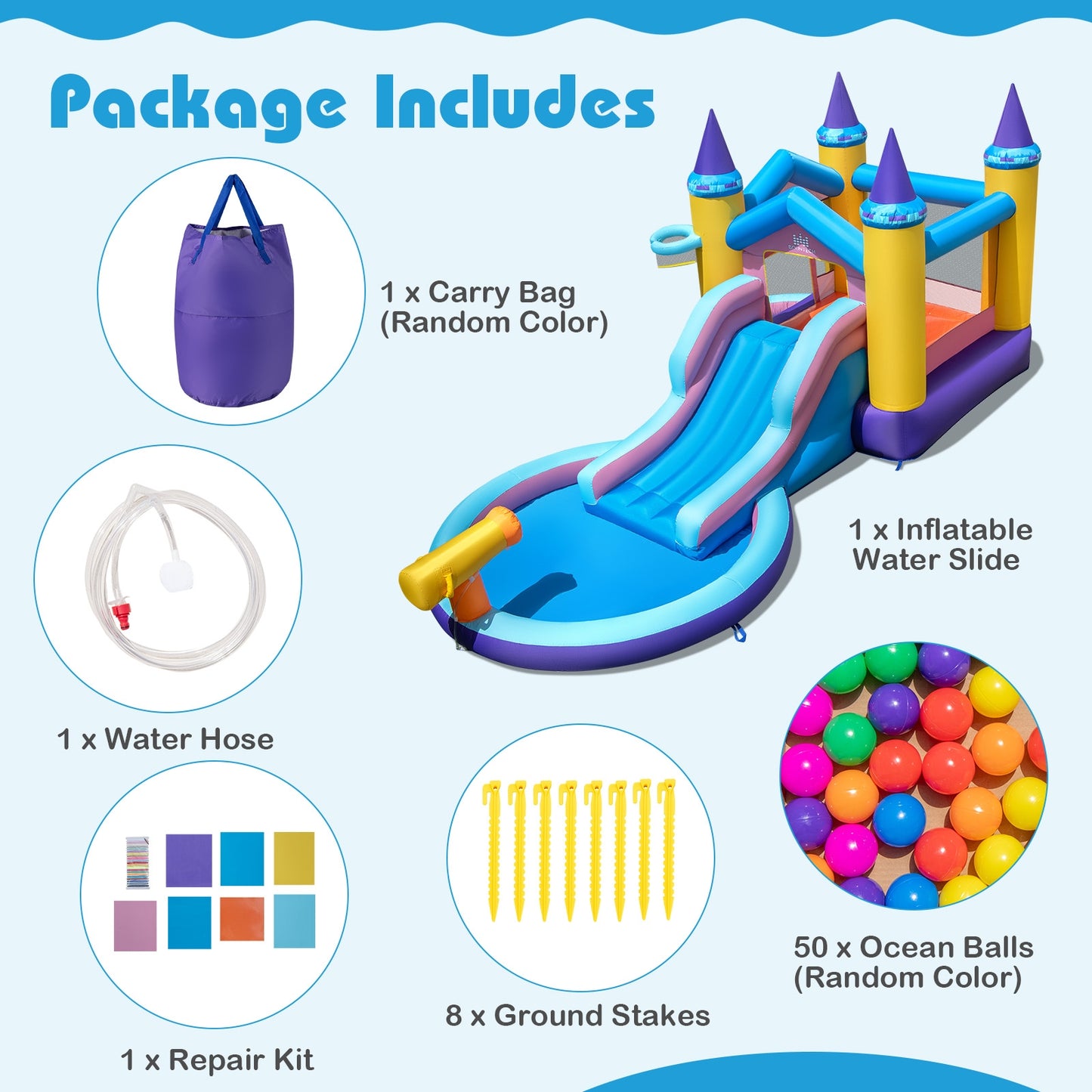 6-in-1 Inflatable Kids Water Park for Yard