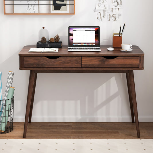 43.5 Inch Computer Desk, 2 Drawers, Walnut Computer Desks Walnut at Gallery Canada