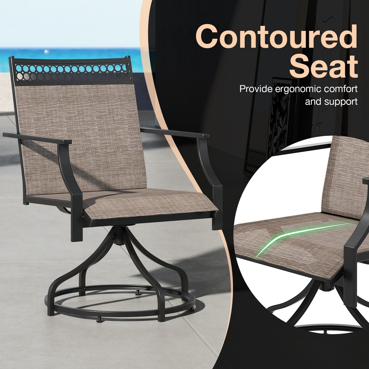 Patio Swivel Dining Chairs, Set of 2, Brown Patio Dining Chairs at Gallery Canada