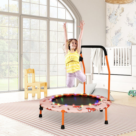 36 Inch Mini Trampoline With LED Lights, Bluetooth Speaker, Orange Trampolines Orange at Gallery Canada