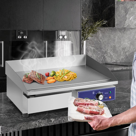 22 Inch Countertop Electric Griddle 2000W 110V Commercial Stainless Steel Grill, Silver Food Warmers & Burners Silver at Gallery Canada