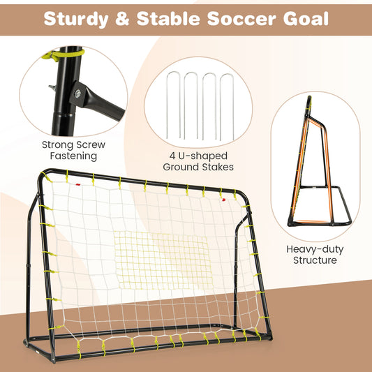 2-in-1 Kids Soccer Rebounder and Soccer Goal with Adjustable Height, White Sport Equipments White at Gallery Canada