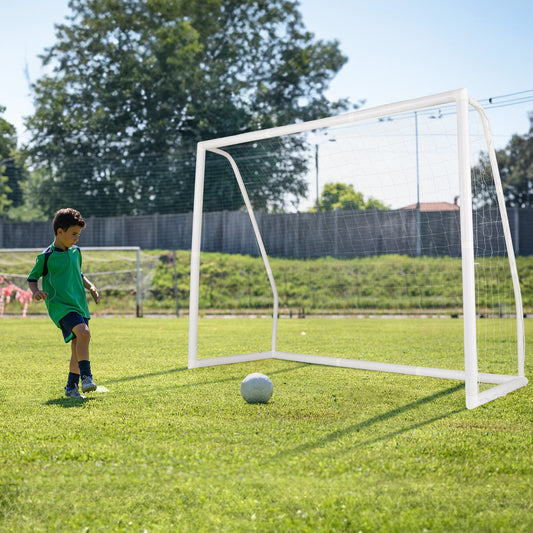 8 Ft x 6 Ft Soccer Goal, Ground Stakes, Cones, White Sport Equipments White at Gallery Canada