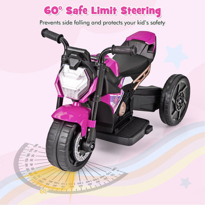Kids Ride-on Motorcycle 6V Battery Powered Motorbike with Detachable Training Wheels, Pink