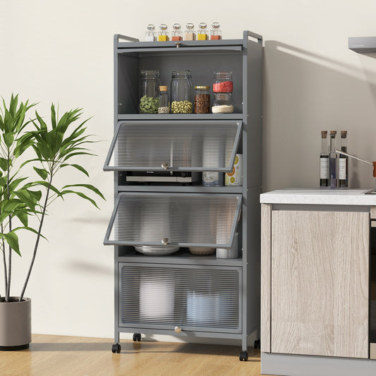5-Tier Kitchen Baker's Rack with Flip-up PC Doors, Gray Baker's Racks Gray at Gallery Canada