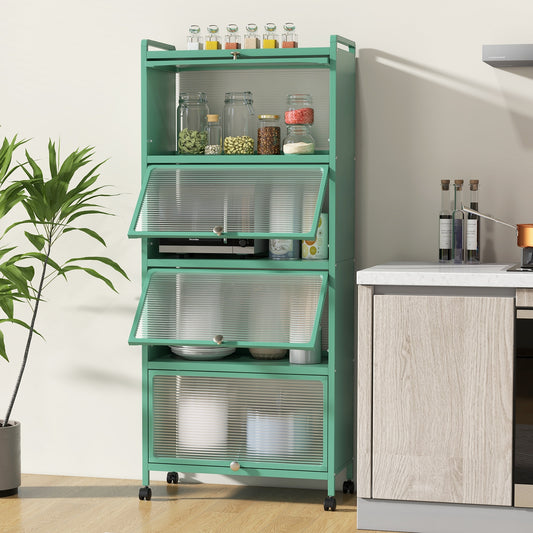 5-Tier Kitchen Baker's Rack with Flip-up PC Doors, Green Baker's Racks Green at Gallery Canada