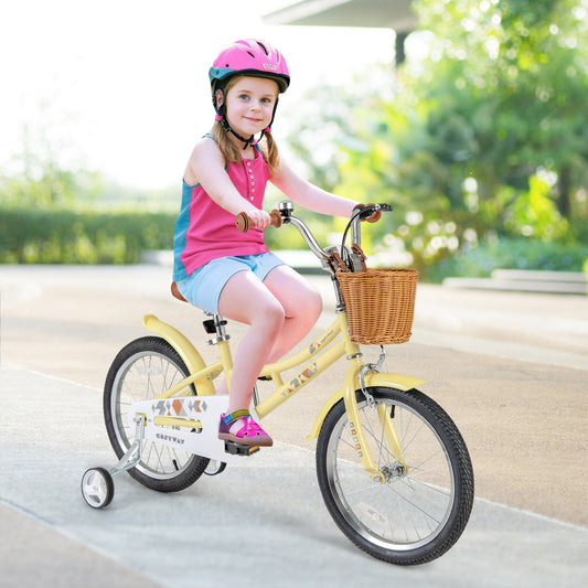 18 Inch Kids Bike, Adjustable Bicycle, Reflectors, Bell, Yellow Kids Bike Yellow at Gallery Canada