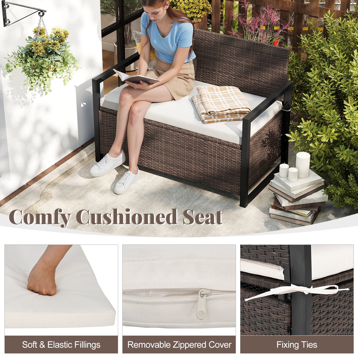 Patio Storage Bench, Mix And Off White, Brown Sheds & Outdoor Storage at Gallery Canada