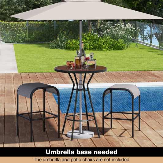 28 Inches Outdoor Bar Table, Wood-Like Tabletop, Natural Patio Coffee Tables Natural at Gallery Canada