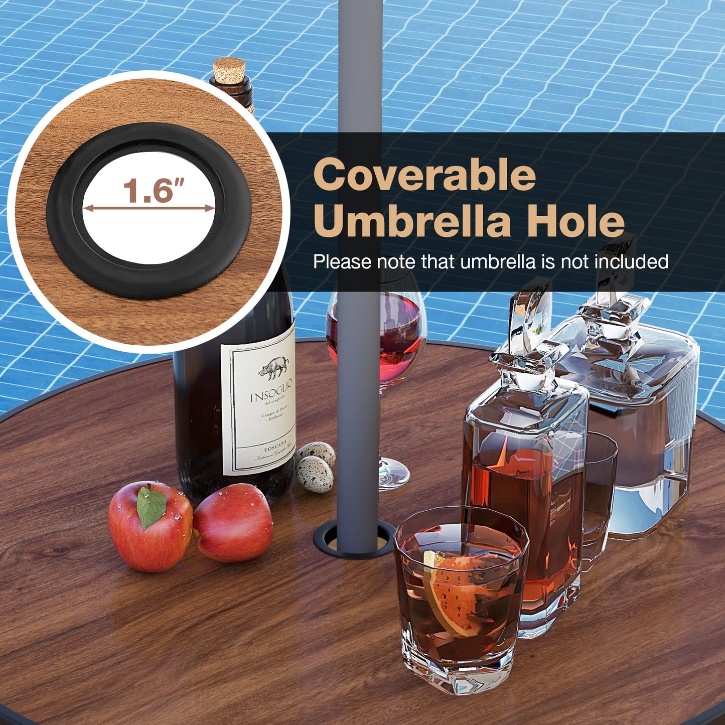 28 Inches Outdoor Bar Table, Wood-Like Tabletop, Natural Patio Coffee Tables at Gallery Canada