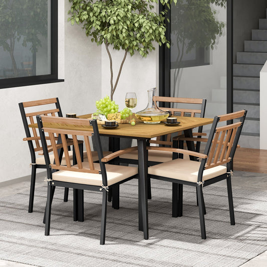 Patio Dining Set, 5 Pieces With Cushions, 1.9 Inches Umbrella Hole, Beige Patio Dining Sets Beige at Gallery Canada