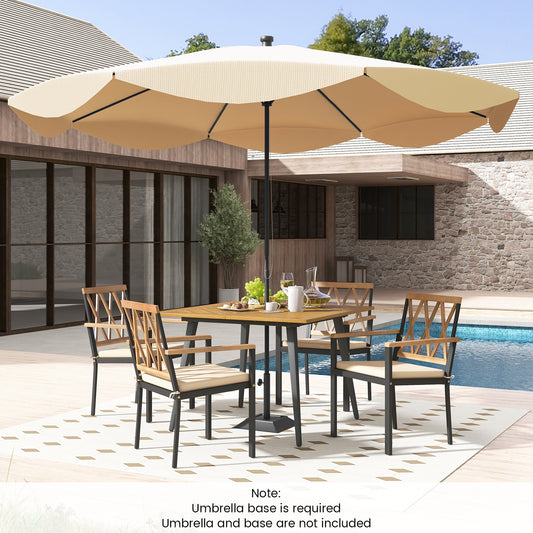 Outdoor Dining Table And Chairs With Cushions, 1.9 Inches Umbrella Hole, Beige Patio Dining Sets Beige at Gallery Canada