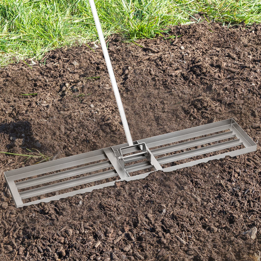 Lawn Leveling Rake, 46 x 10 Inch, Heavy Duty, Silver Lawn Care Tools Silver at Gallery Canada