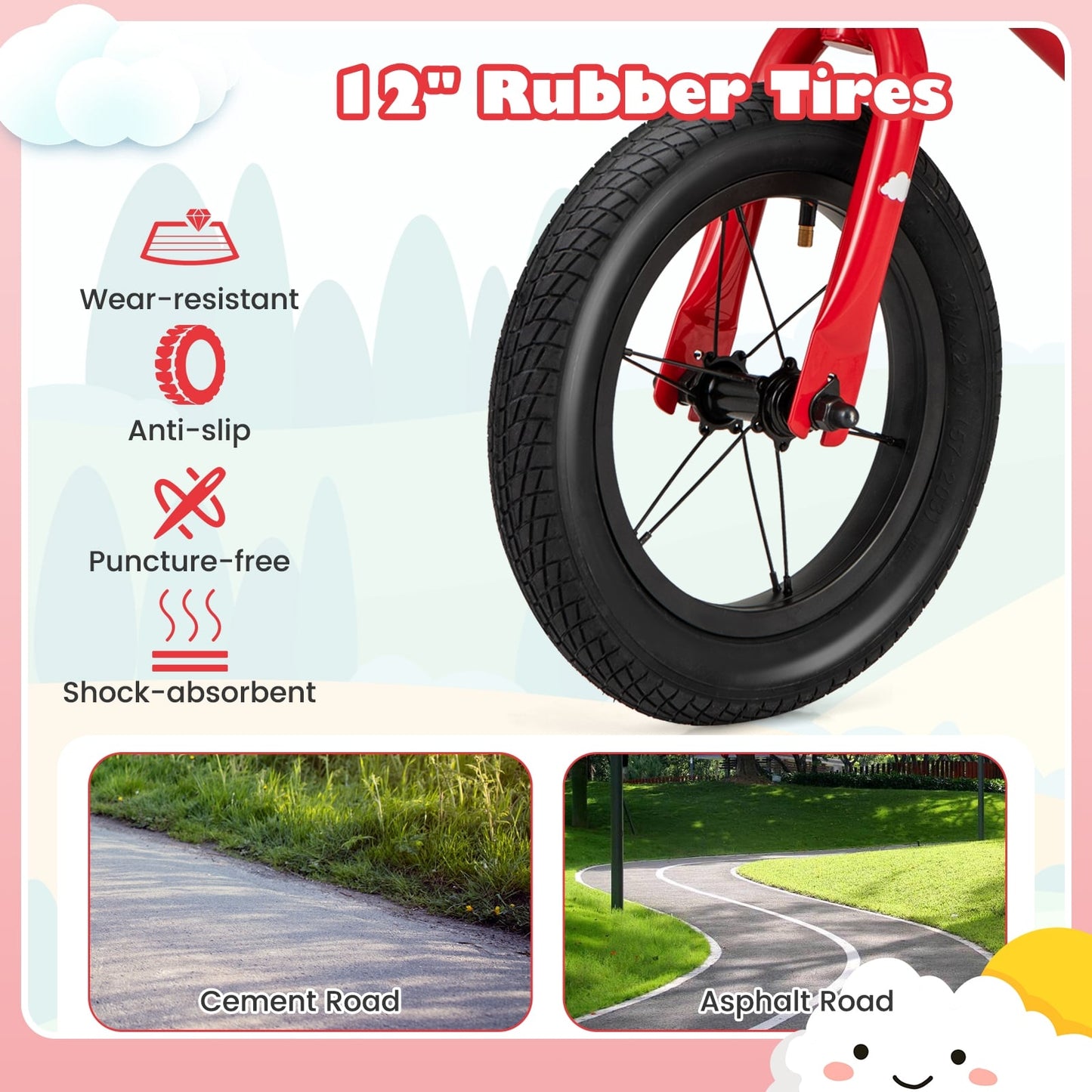 12 Inch Toddler Balance Bike, Height Adjustable, Red Kids Bike at Gallery Canada