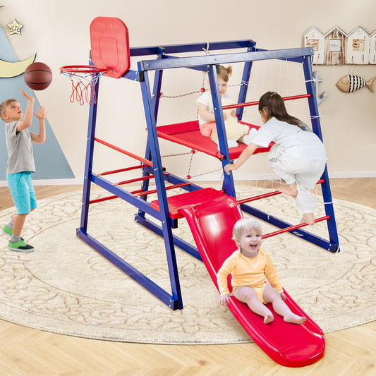 7-In-1 Metal Toddler Climbing Toys for 3-7 Years Old, Blue Climbers & Slides Blue at Gallery Canada