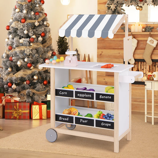 Kids Wooden Ice Cream Cart With Chalkboard And Storage, Over 3 Years Old, White Play Kitchen Sets White at Gallery Canada