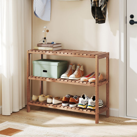 3-Tier Teak Wood Side Table, Natural Plant Stands Natural at Gallery Canada