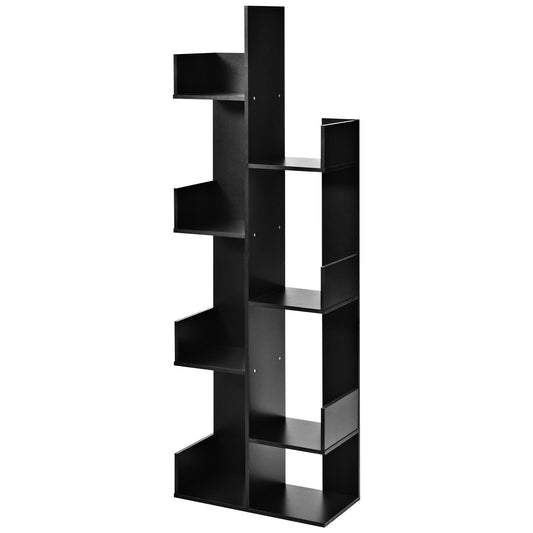 8-Tier Bookshelf Bookcase with 8 Open Compartments Space-Saving Storage Rack , Black at Gallery Canada