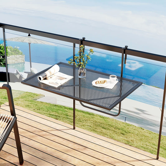 Outdoor Folding Hanging Table, Metal Frame, Black Patio Tables Black at Gallery Canada