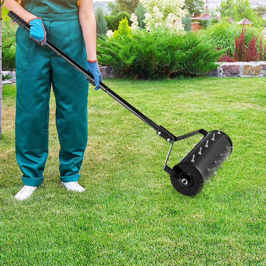 18 Inch Manual Lawn Aerator, Detachable Handle, Black Lawn Care Tools Black at Gallery Canada