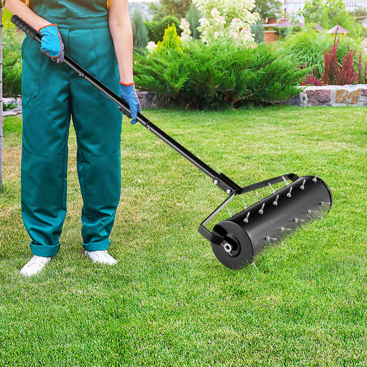 18/21 Inch Manual Lawn Aerator with Detachable Handle-21 inches, Black Lawn Care Tools Black at Gallery Canada