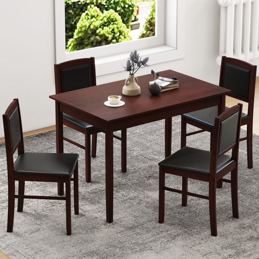 5-Piece Dining Set for 4 with Rubber Wood Legs for Small Dining Room, Brown Dining Room Sets Brown at Gallery Canada