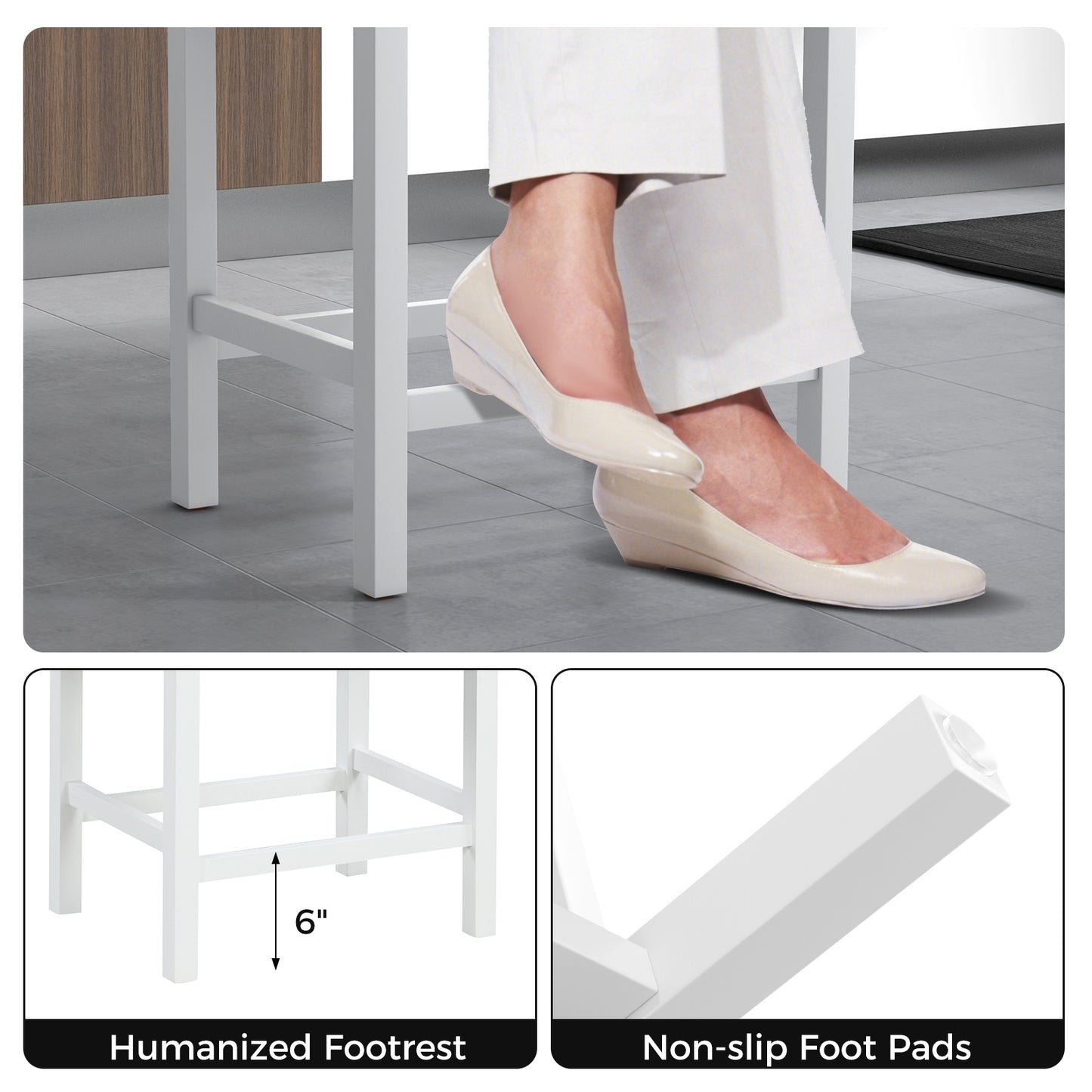 Tabourets selles en lin de 24,5 pouces, lot de 2, siège rembourré, noir et blanc