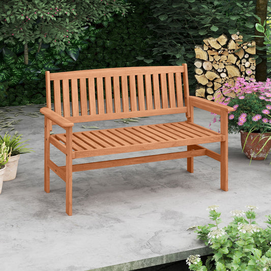 2-Person Patio Loveseat with Slatted Backrest and Comfortable Armrests, Natural Outdoor Benches Natural at Gallery Canada