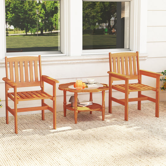 Wooden Patio Chairs Set of 2 with Inclined Backrests , Natural Patio Dining Chairs Natural at Gallery Canada